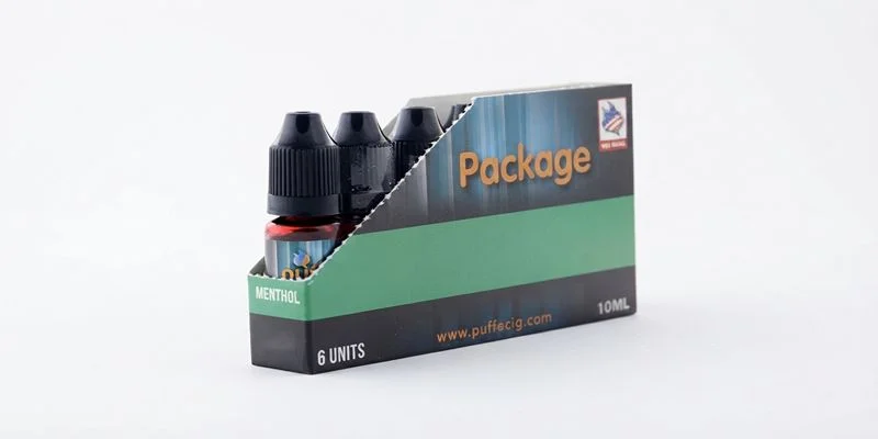 An e-liquid carton packed with bottles of e-liquid