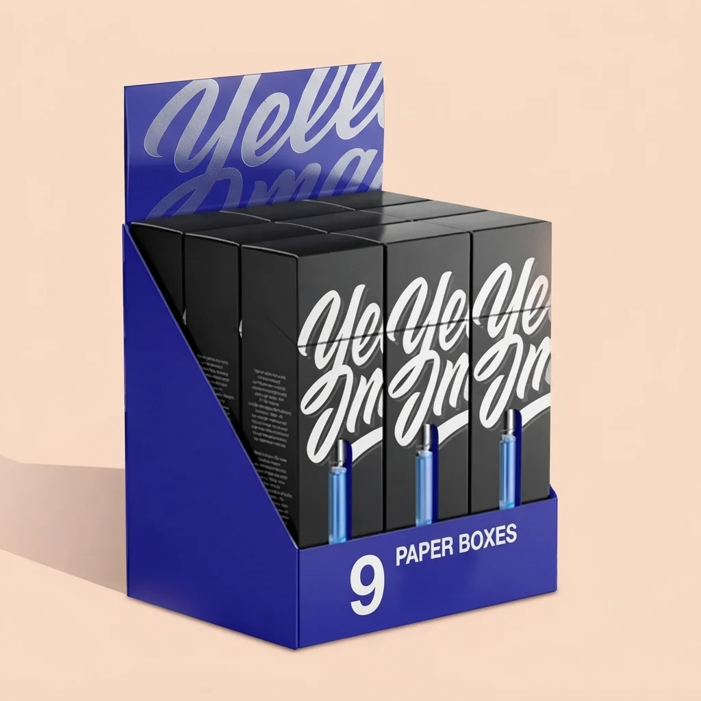 A standard pen in a slide box on a counter