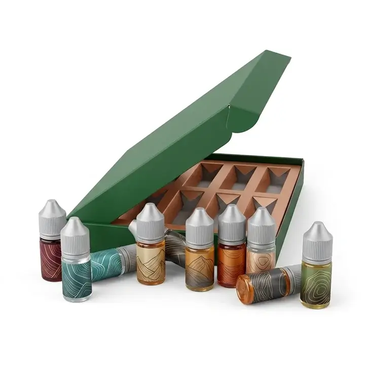 PET bottles standing in the shaped tray that sets their pitch