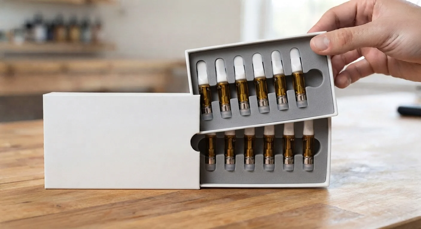 A ten-cart tray lifting out of its printed sleeve