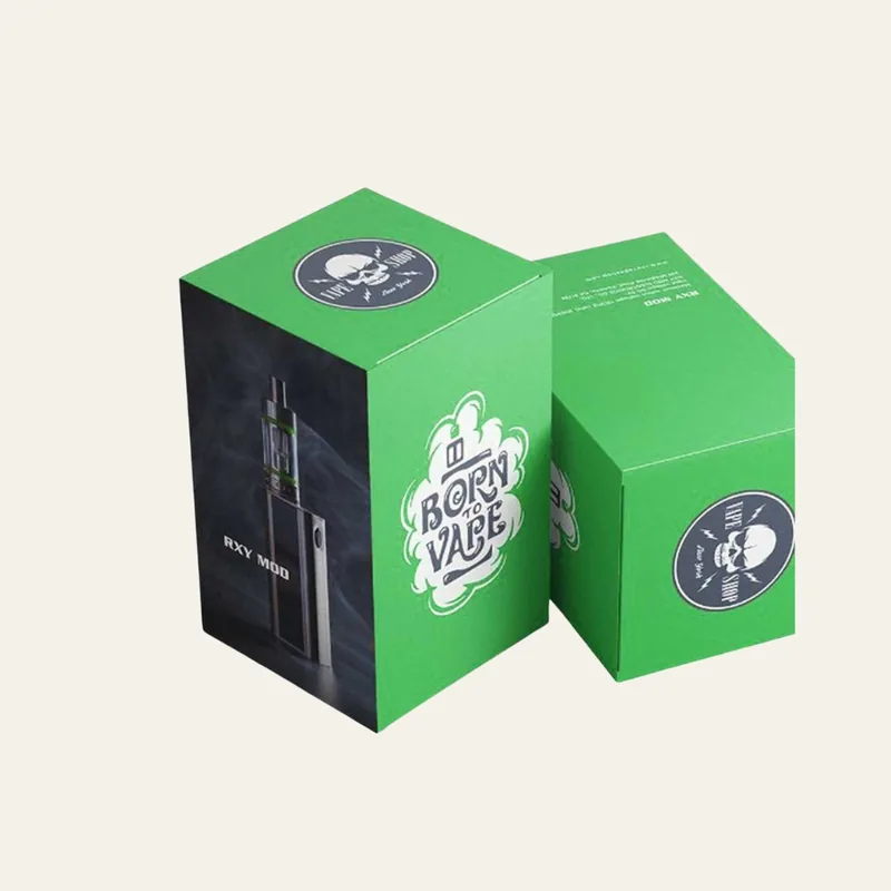 A printed folding carton, flat