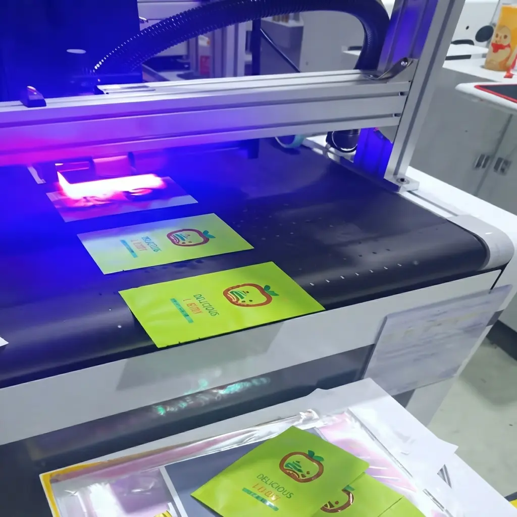 Printed pouch sheets running off a digital press