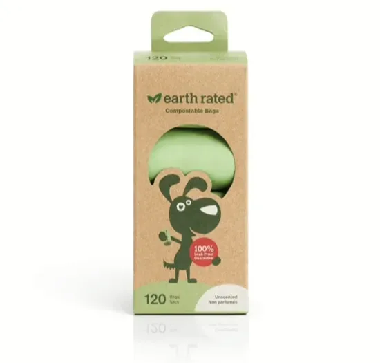 A kraft compostable stand-up pouch printed with a single color