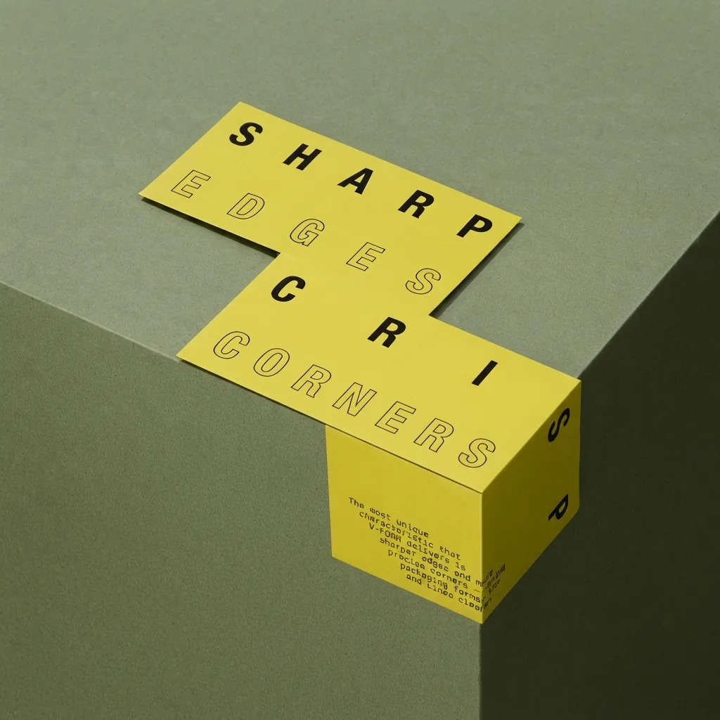 A printed rigid box photographed at the corner, showing the wrap turned in over the board edge
